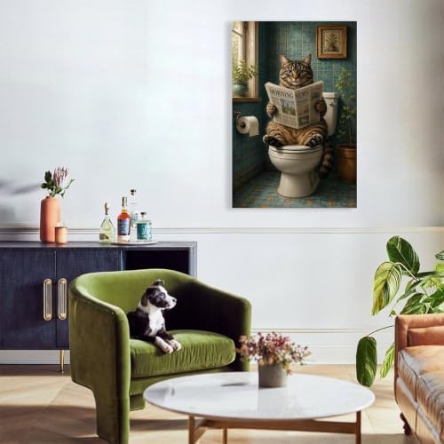 Funny Cat Newspaper Poster Morning News Reading Canvas Wall Art - Image 6