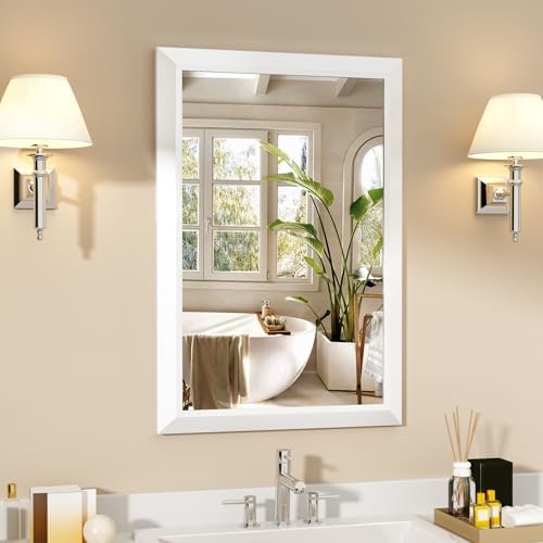 SMIROR 24x36 Matte White Bathroom Vanity Mirror by SMIROR