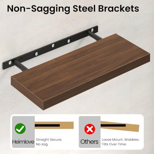 Heimlove Floating Shelves 23.6" W x 9.3" D Walnut Set of 2 - Image 4