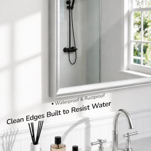 USHOWER 2 Pack 22x30 Inch Brushed Nickel Bathroom Mirrors - Image 2