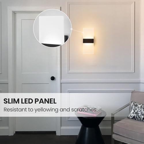 Hardwired Wall Sconces Set of Two, 12 Inch Modern Black Wall Lights, - Image 6