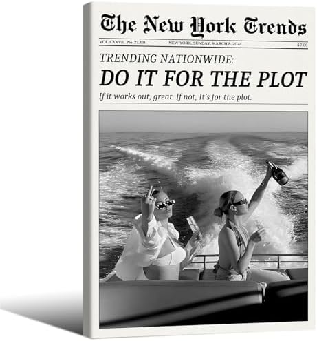 Trendy Newspaper Canvas Wall Art 12x18in Wooden Framed Black And White Prints by Unknown