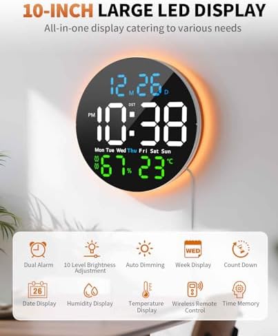 10 Inch Large Digital Wall Clock - Image 2