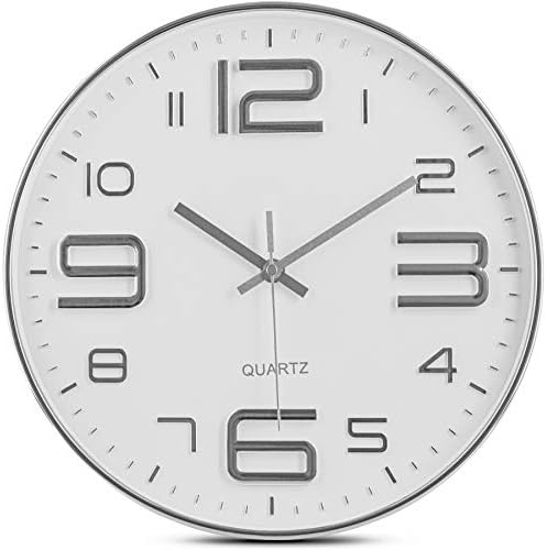 Bernhard Products Silver Wall Clock 12 Inch Silent Non-Ticking Quality Quartz by BernhardProducts