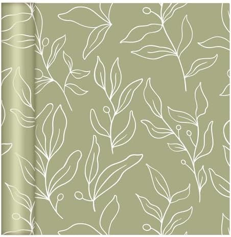 Sage Modern Leaves Peel and Stick Wallpaper Boho Leaf Wallpaper Floral Self by itechpanda