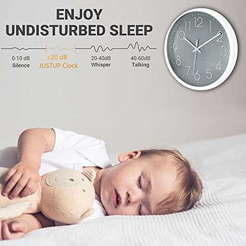 JUSTUP 12 inch Non-Ticking Wall Clock, Battery Operated Modern Wall Clock - Image 4