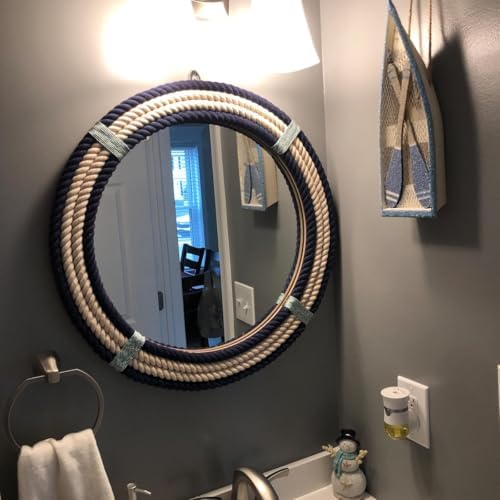 Nautical Round Rope Mirror, Rustic Coastal Boho Farmhouse Wall Décor - Image 3