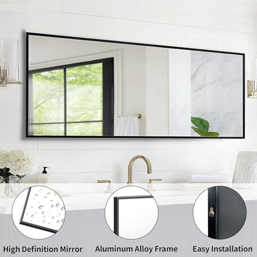 Sunniry 16x48 inch Black Wall Mirror, Matte Metal Frame - Image 2