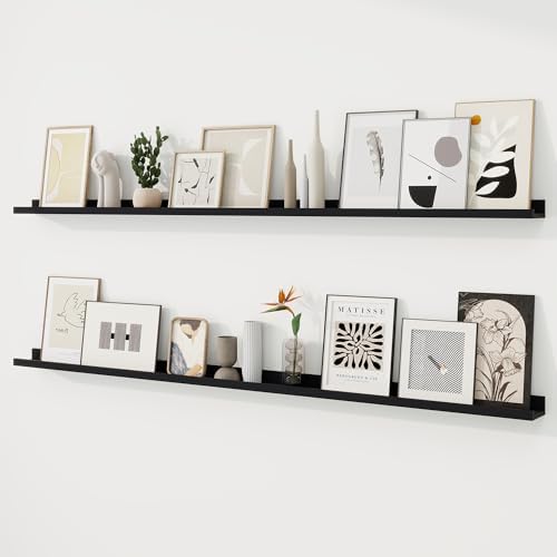 RICHFOCUS Picture Ledge Shelf, 72 inch Floating Shelves Set of 2, Wood Wall by RICHFOCUS