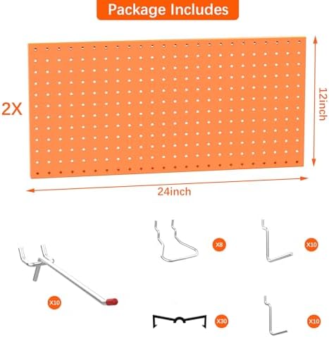 TORACK Wall Organizer Pegboard 24x24 in or 12x48 in, Tools Storage Pegboard - Image 4