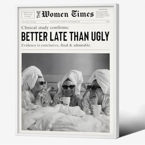 Vintage Black And White Newspaper Wall Art 8x10in White Framed Trendy Better by Unknown