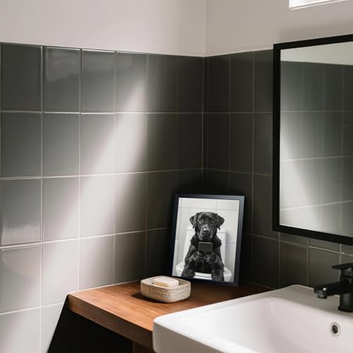 Black and White Bathroom Wall Art, Funny Labrador Dog Canvas Prints Poster - Image 4