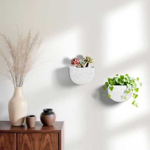 Asnext 2 Pack Indoor Wall Planter, 7 Inch Wall Planter Pot, Speckled White - Image 3