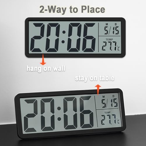 8.5" Large Digital Wall Clock, Battery or Plug in Operated, LCD Digital Clock - Image 4
