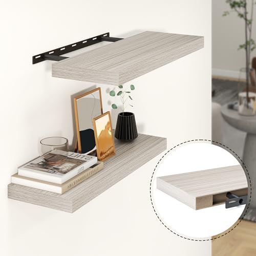 Heimlove Floating Shelves 23.6" W x 9.3" D Grey Set of 2 - Image 5