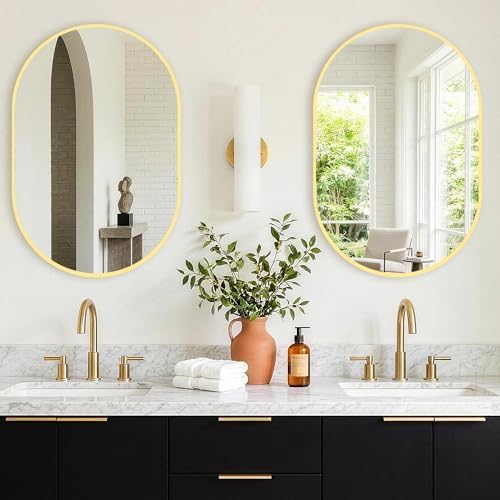 Oval Bathroom Mirror, 2 Pack 20"x30" Gold Vanity Mirror - Image 7