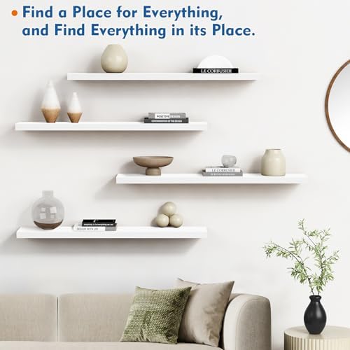 Harwaya White Floating Shelves 36 Inch Long, Large Wall Shelf - Image 6