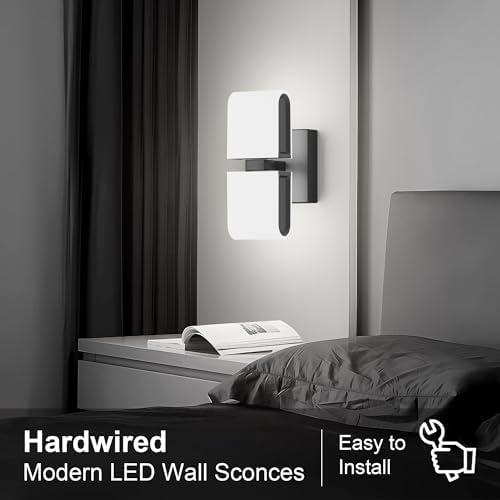 Aipsun Black Wall Sconces Hardwired Modern LED Sconces Wall Lighting Indoor - Image 2