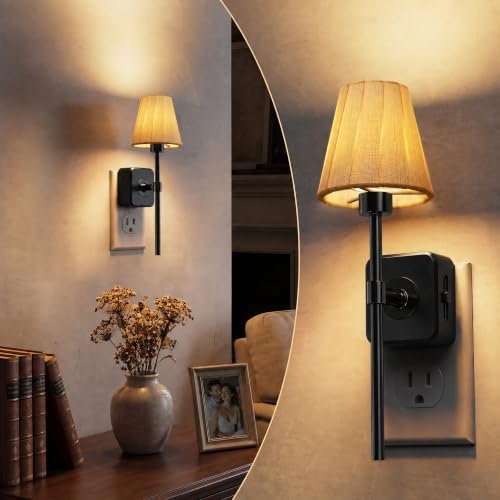 L LOHAS LED Night Lights Plug into Wall, Pleated Fabric Cover Night Light by LLOHASLED