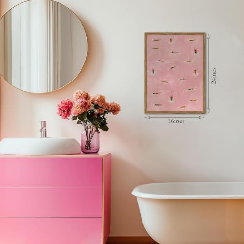 Framed Pink Swimming Pool Wall Art Summer Swimmer Canvas Print Decor - Image 2