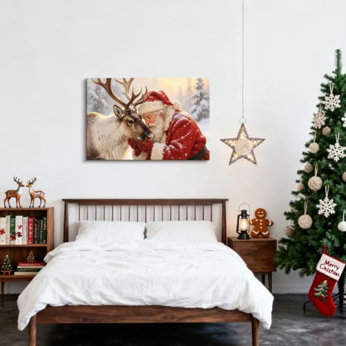 AVANT GARDE CANVAS Christmas Canvas Wall Art, Santa Claus Tenderly Petting - Image 4