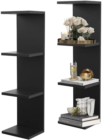 4 Tier Wall Shelf Unit, Vertical Column Floating Storage Home Decor Organizer by Unknown