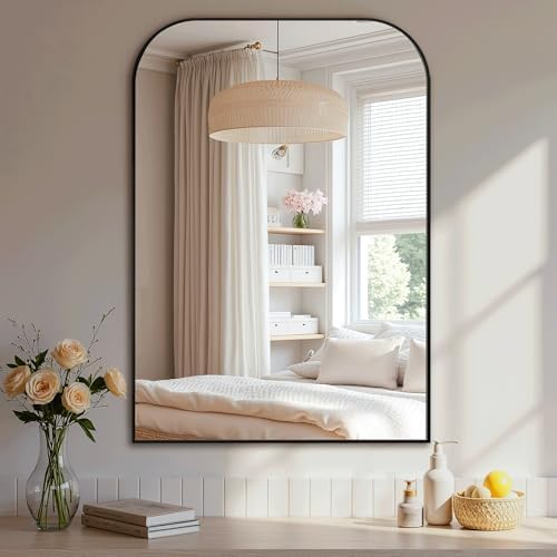 Delma 40"x28" Black Metal Framed Bathroom Mirror by Delma