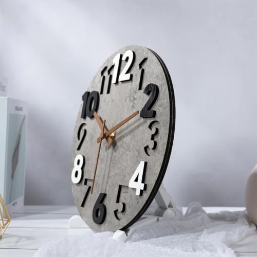 Nbdeal 12-inch Silent Wall Clock, Concrete Gray - Image 4
