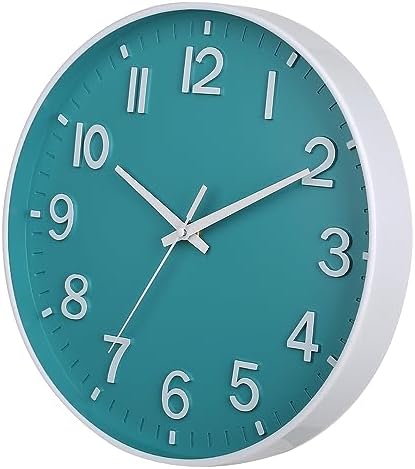 HZDHCLH 12 Inch Silent Wall Clock Battery Operated Non Ticking Teal - Image 3