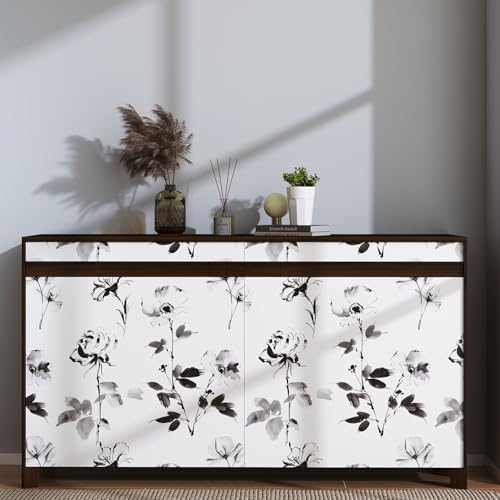 Hopepak Floral Wallpaper Peel and Stick Black and White Flower Peel and Stick - Image 5