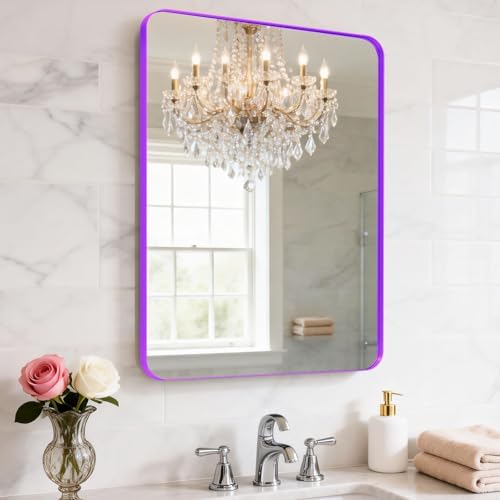 24" x 28" Purple Bathroom Mirror by YYXW