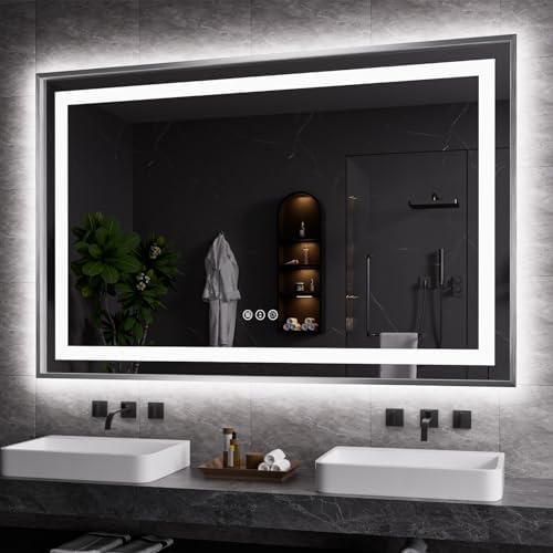 Amorho LED Bathroom Mirror 55"X36", Front Light and Backlit by Amorho
