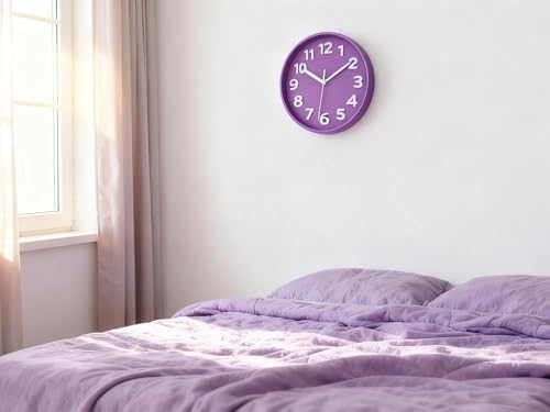 JENLYSTIME 8 Inch Vibrant Purple Modern Wall Clock - Image 6