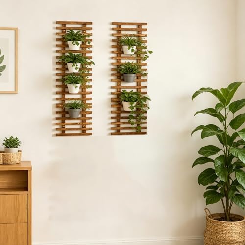 Pack of 2 Vertical Wooden Wall Planter Trellis - Image 6