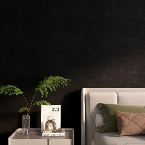 FunStick 15.8"x240" Modern Black Peel and Stick Wallpaper Velvet Textured - Image 4