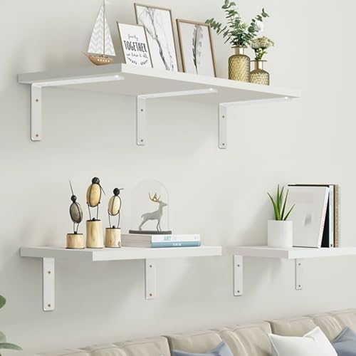 4 Pack - L 6" x H 4" x W1.5, 5mm Thick White L Shelf Bracket, Iron Shelf - Image 6