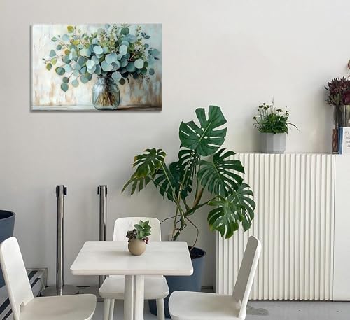 Eucalyptus Flower Vase Canvas Wall Art Sage Green Canvas - Image 3