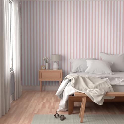 Spoonflower Stripes Pink and Peel and Stick Removable Wallpaper - Image 5