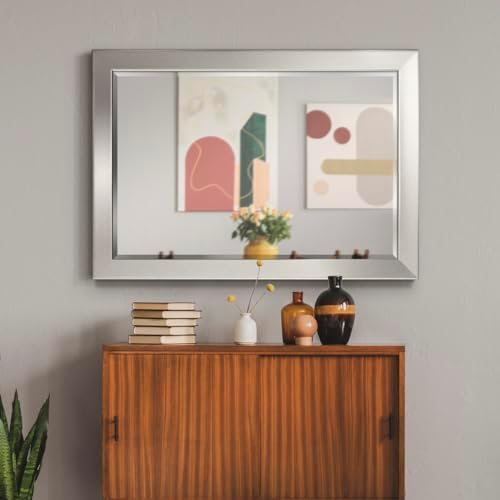 Renditions Gallery Rectangular Silver Wood Framed Body Mirror Verticle Or - Image 3