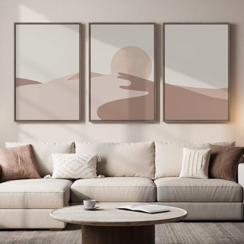 Large Framed Neutral Abstract Desert Wall Art by Cuspin