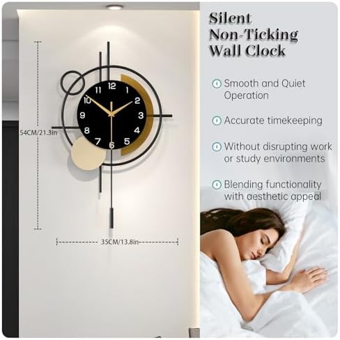 Wall Clock for Living Room Decor Modern Clock Pendulum Silent - Image 4