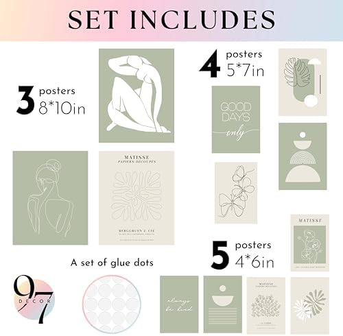 97 Decor Sage Green Wall Art, 12 Boho Abstract Prints, 8x10 Unframed - Image 2