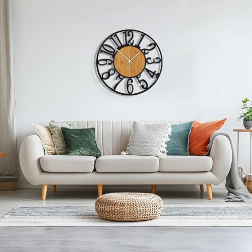 Maxstar Round Wall Clock for Living Room Decor Battery Operated Non Ticking - Image 6