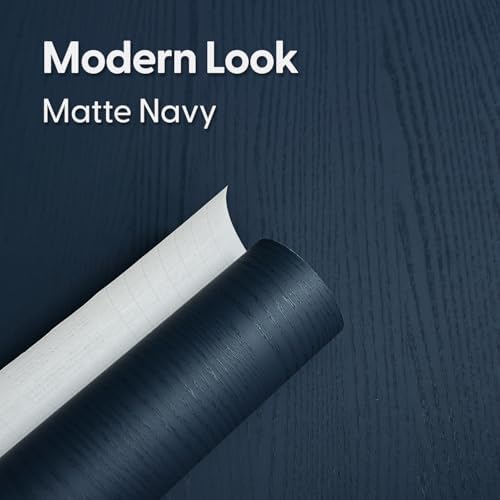 Navy Blue Wood Contact Paper Peel and Stick, 17.3" x 118" Self Adhesive Matte - Image 4