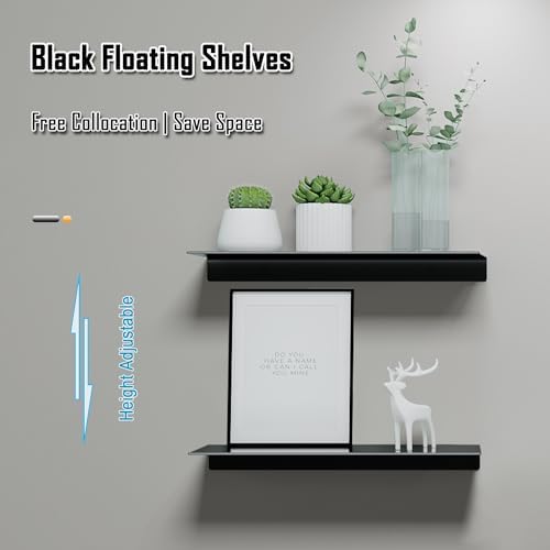 HNVNER Metal Floating Shelves Set of 2, Small Adhesive Wall Shelf - Image 3
