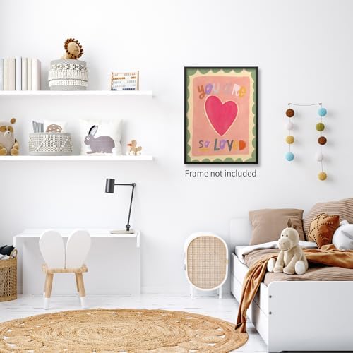 GO-SANTNN Watercolour You Are So Loved Wall Art Cute Pink Hand Drawn Heart - Image 4