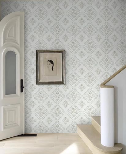 Kitico Peel and Stick Retro Bohemian Wallpaper Light Beige Contact Paper Flower - Image 4