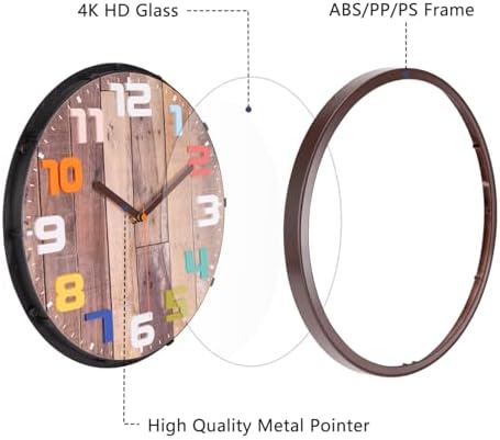 Topkey 12 inch Vintage Silent Wall Clock - Image 3