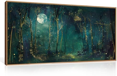 Aryroi Mystical Dark Green Night Sky Framed Canvas Wall Art Set, Moody Magical by Aryroi