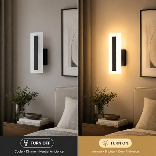Modern LED Wall Sconces Set of 2, 7W Black Wall Lights 3000K Warm White - Image 3